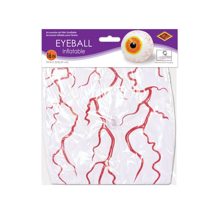 16" Plastic Inflatable Eyeball Decorations With Hang Tab