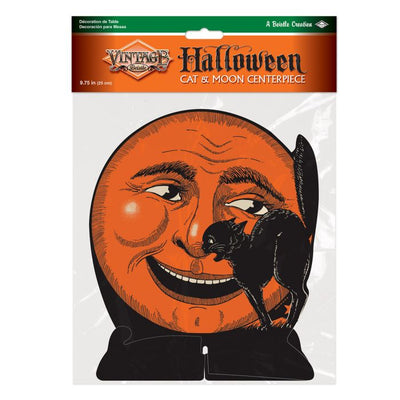 Vintage Halloween Cat & Moon Centerpiece
