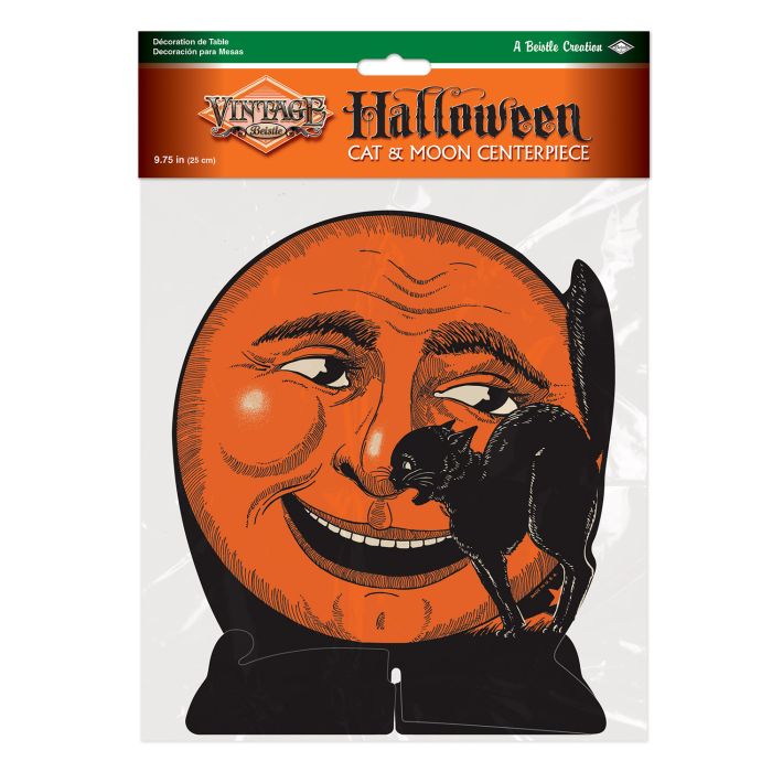 Vintage Halloween Cat & Moon Centerpiece