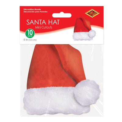 5" Mini Santa Hat Cutouts 10-Pack