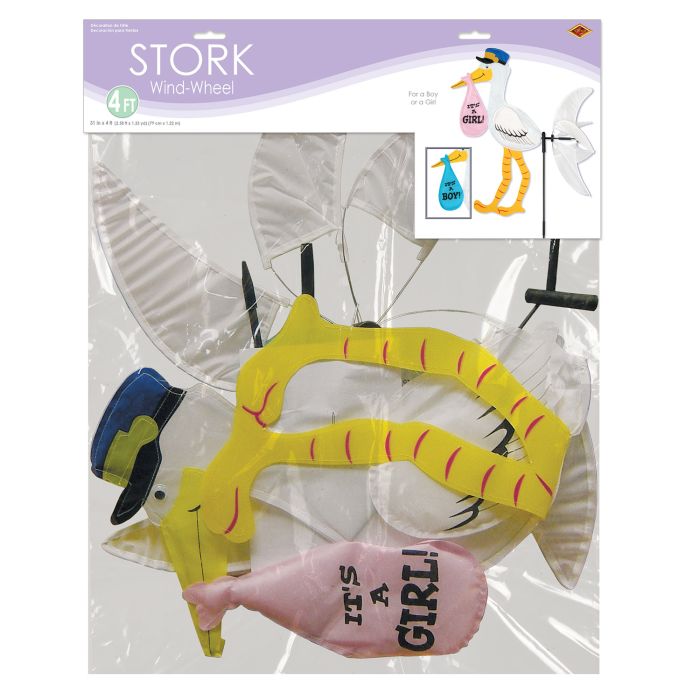Stork Wind-Wheel Party Accessory For Boy or Girl