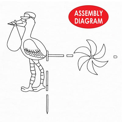 Stork Wind-Wheel Party Accessory For Boy or Girl