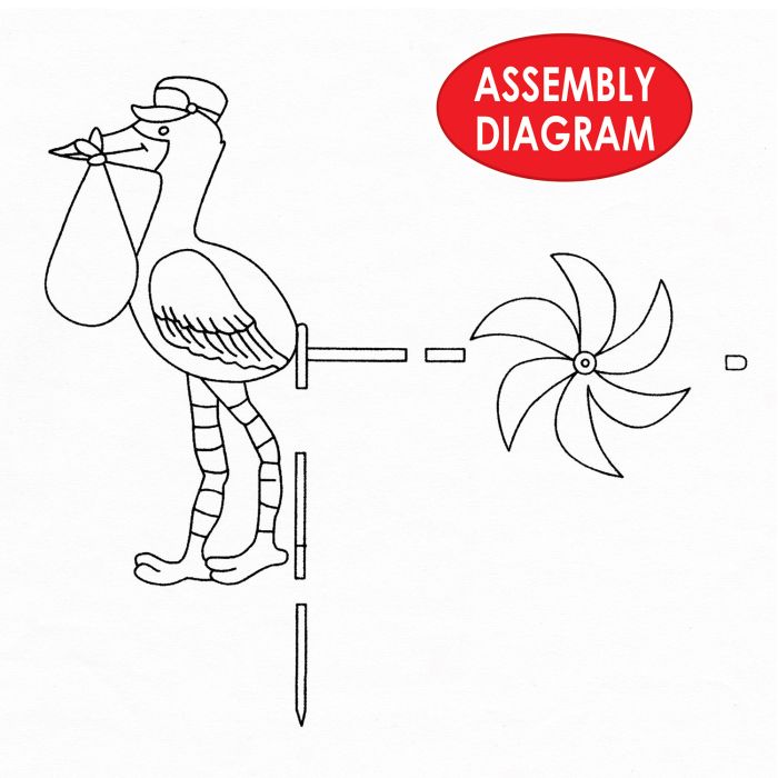 Stork Wind-Wheel Party Accessory For Boy or Girl