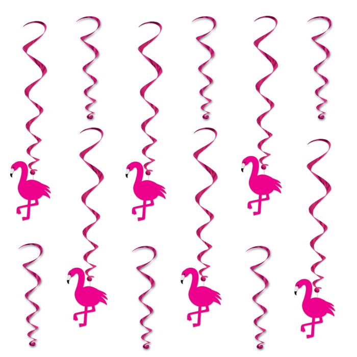 Pink Flamingo Hanging Swirls (12 Pcs) 1 Pack