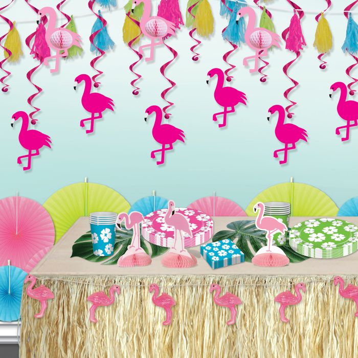 Pink Flamingo Hanging Swirls (12 Pcs) 1 Pack