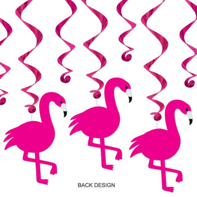 Pink Flamingo Hanging Swirls (12 Pcs) 1 Pack