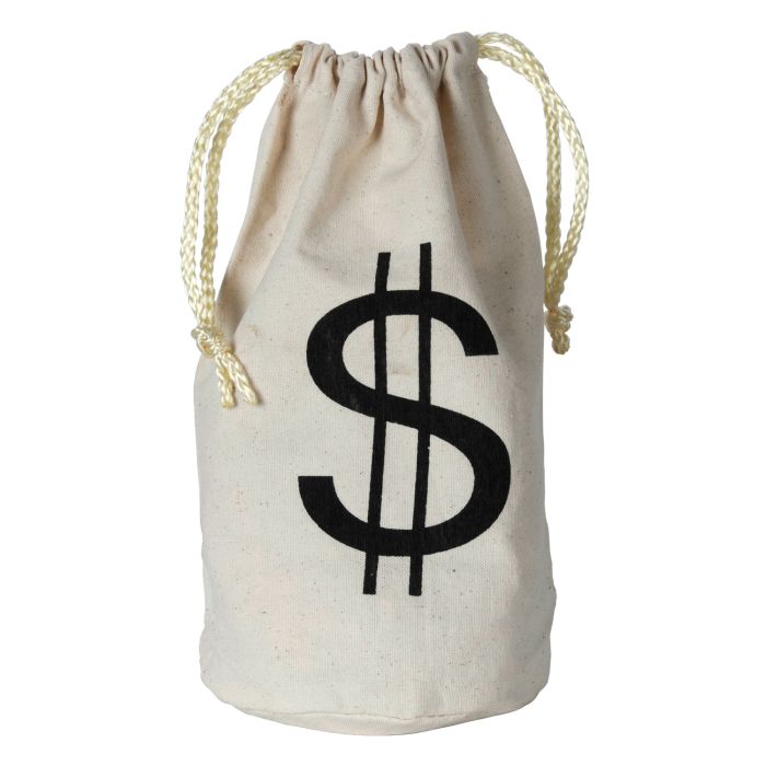 Fabric Drawstring Money Bag Pouch with Dollar Sign
