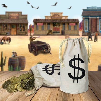 Fabric Drawstring Money Bag Pouch with Dollar Sign