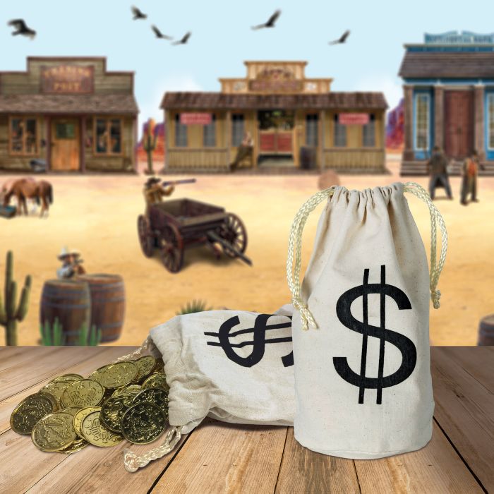 Fabric Drawstring Money Bag Pouch with Dollar Sign