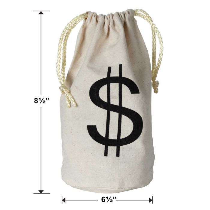 Fabric Drawstring Money Bag Pouch with Dollar Sign