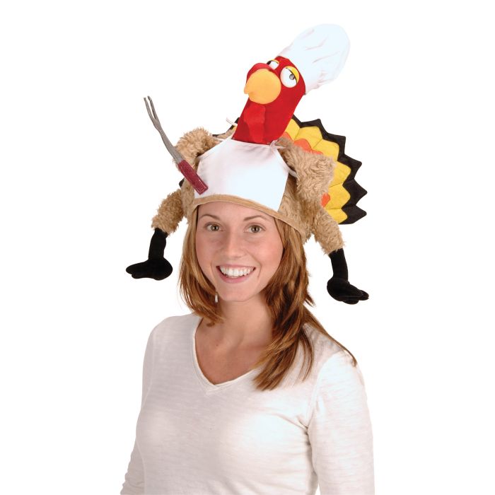 Thanksgiving Plush Chef Turkey Hat One Size