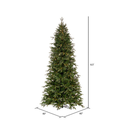 6.5' x 40"Douglas Fir Artificial Slim Pre-Lit Christmas Tree, Warm White LED Mini Lights