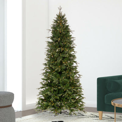 6.5' x 40"Douglas Fir Artificial Slim Pre-Lit Christmas Tree, Warm White LED Mini Lights