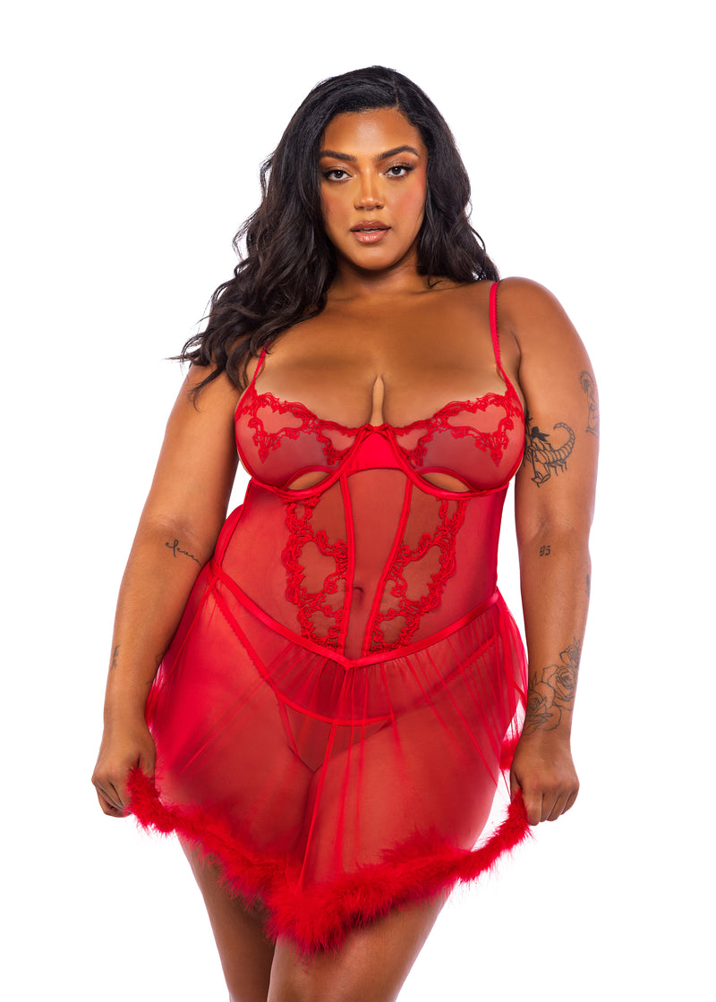 Baroque Heart Babydoll 2-Piece Set