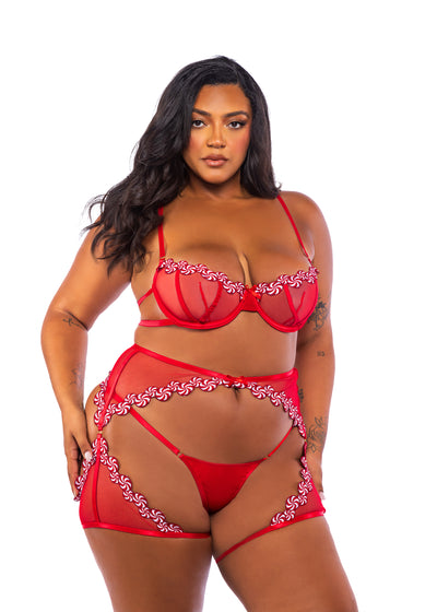 Peppermint Kiss 3-Piece Chaps Set Red