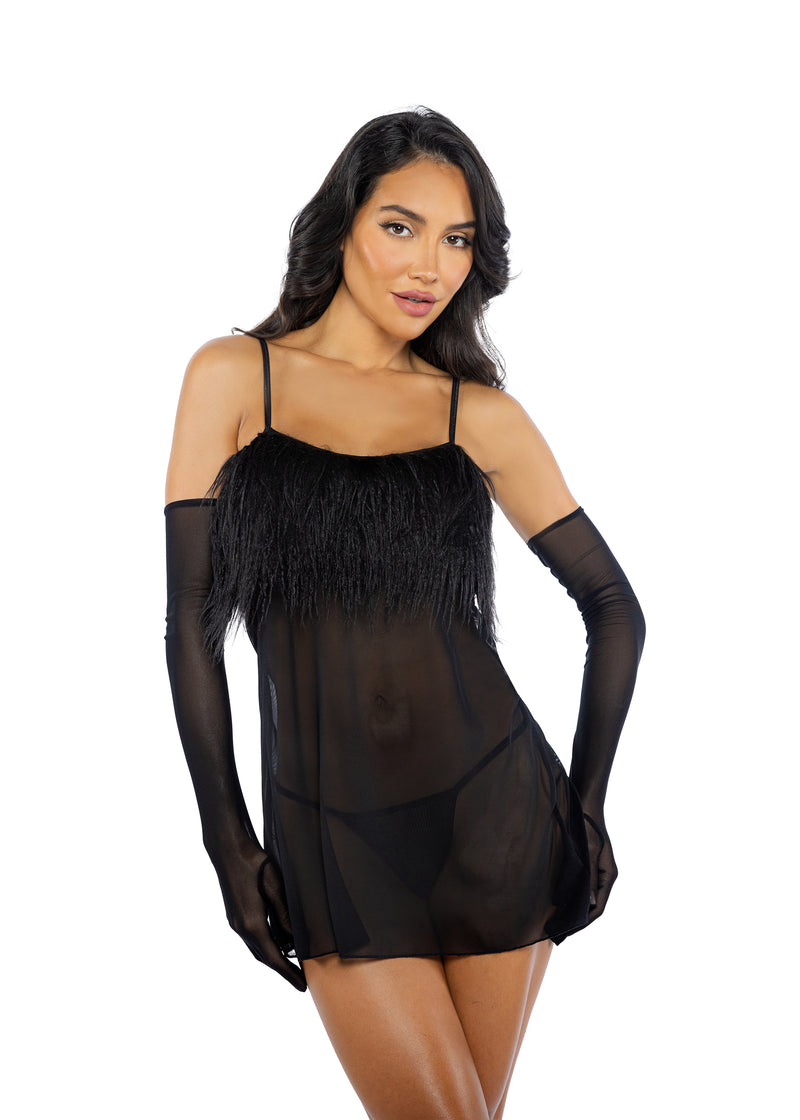 Amelia 2-Piece Feather Babydoll