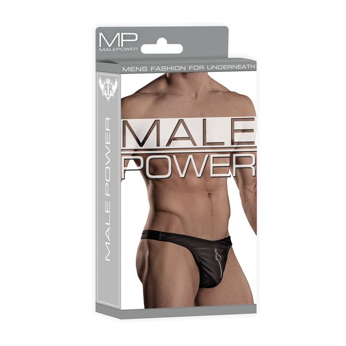 Male Power Zipper Thong Black