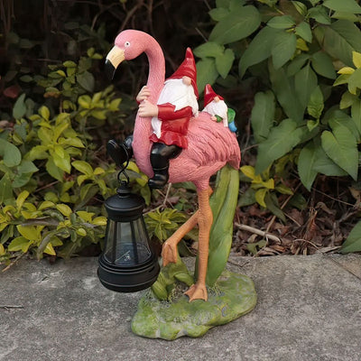 Flamingo Gnome Outdoor Lantern