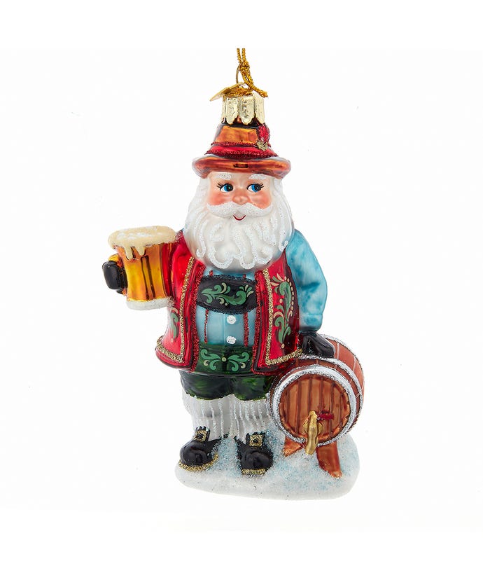 Noble Gems™ 5" Glass German Beer Santa Ornament